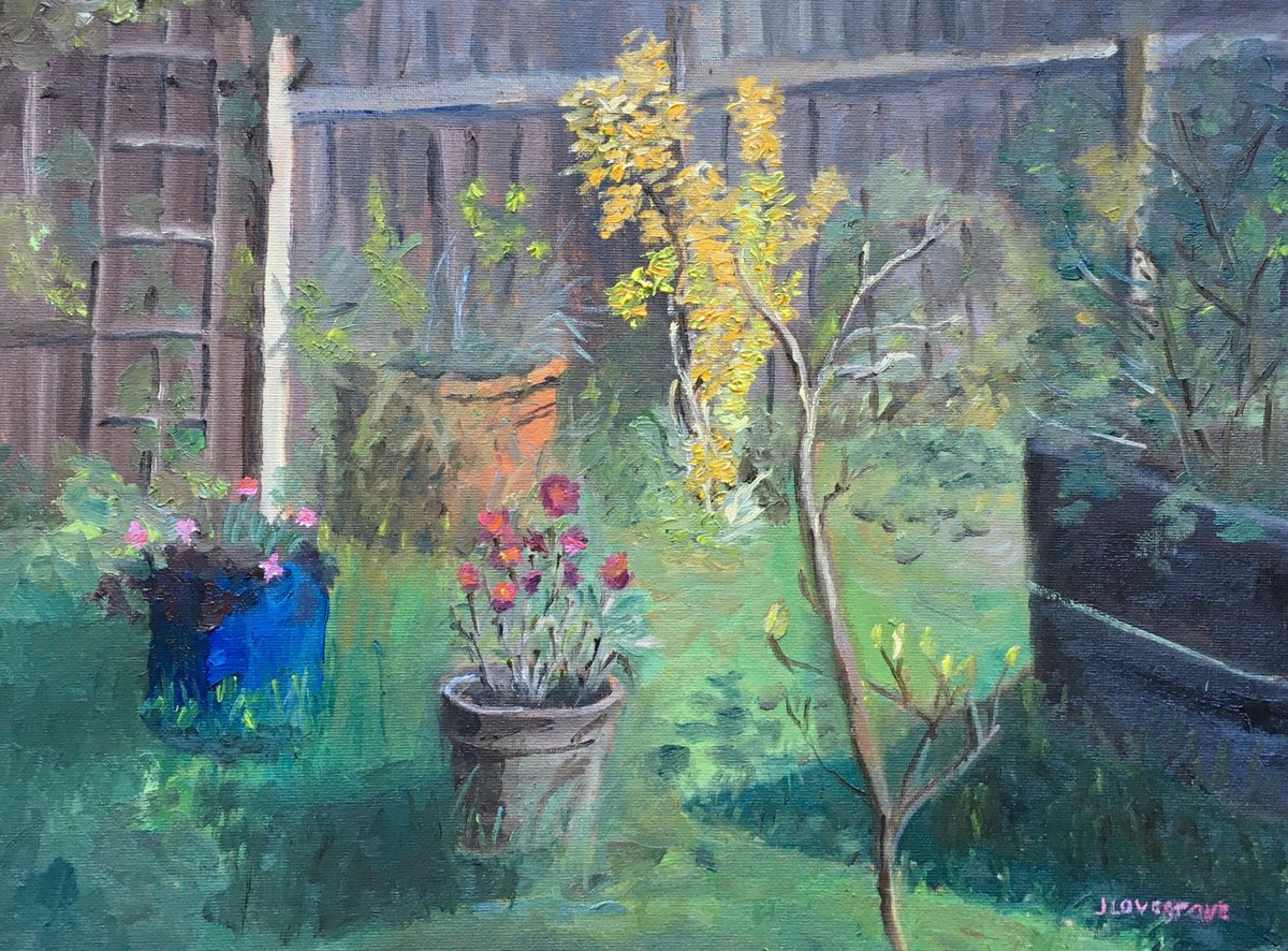 Garden Sunshine - an original oil painting by Julian Lovegrove by Julian Lovegrove Art