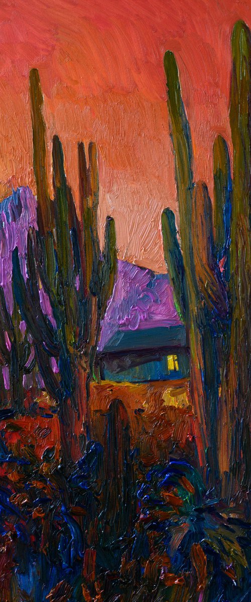Twilight, Saguaros in the Desert by Suren Nersisyan