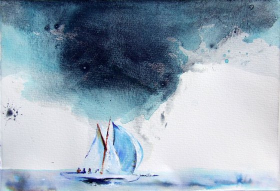 Sailing in cloudy day