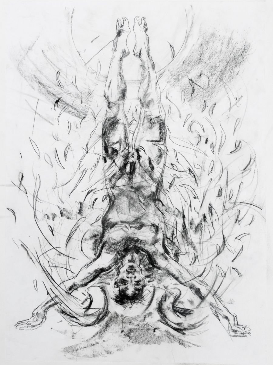 Illustrative Abstract Drawing By John Sharp, 16 X 23, Preparatory Drawing For Icarus, Original Artwork