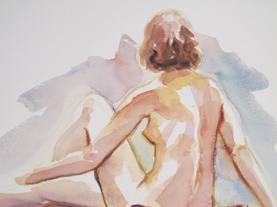 Seated female nude back study