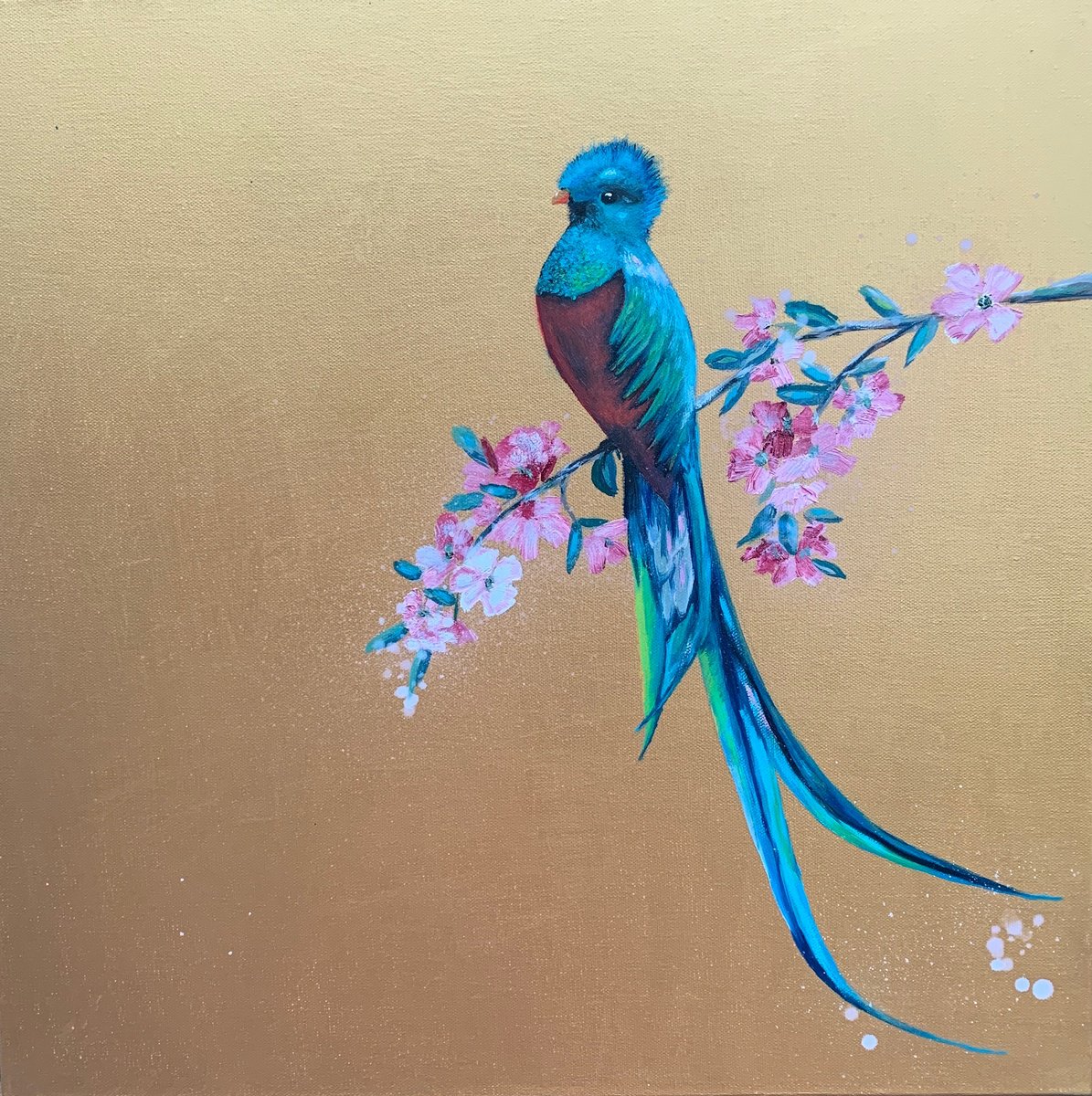 Impressionistic Animal Painting By Laure Bury, 20 X 20", Quetzal, Original Artwork