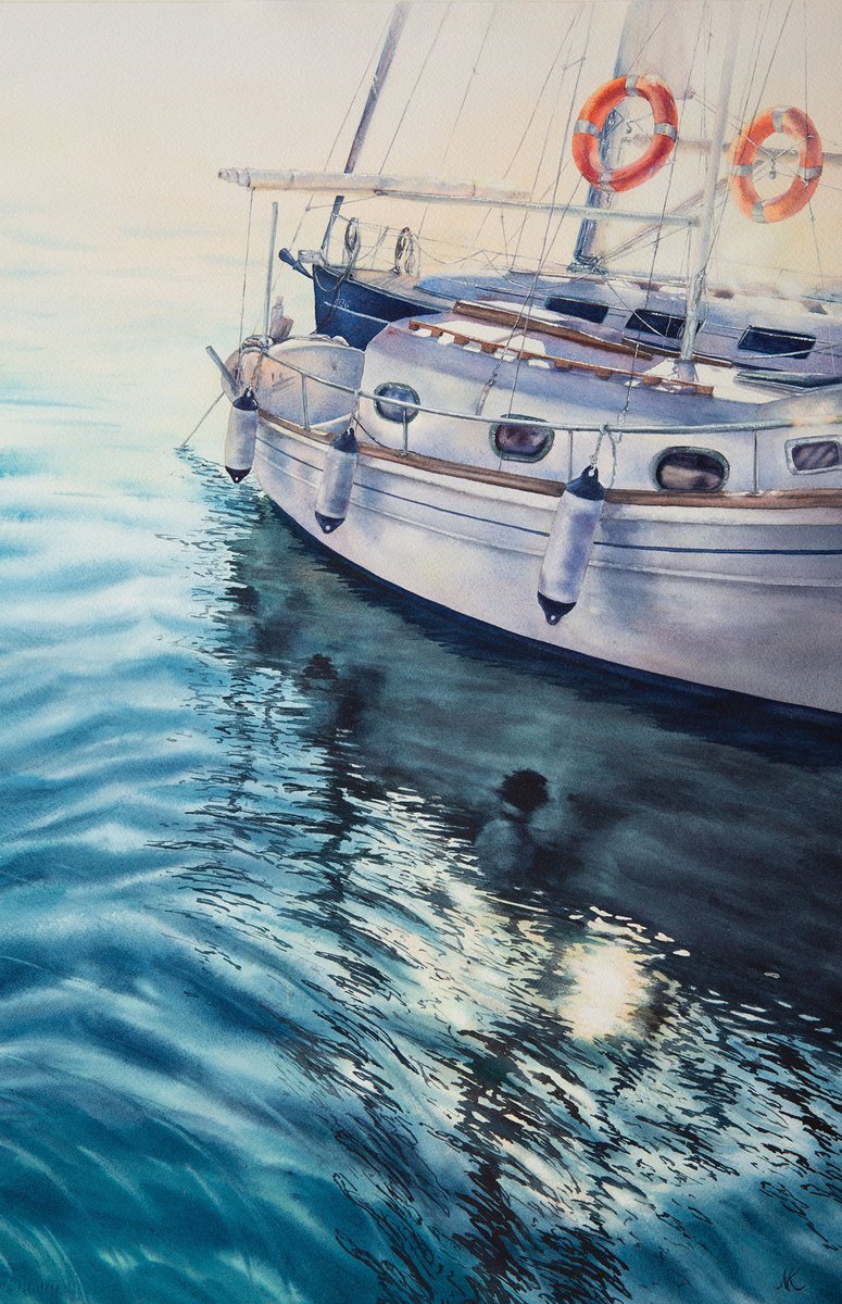 Impressionistic Landscape Watercolour By Kateryna Nazarenko, 15 X 22", Beginning, Original Artwork