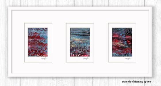 Abstract Dreams Collection 7 - 3 Small Matted paintings by Kathy Morton Stanion