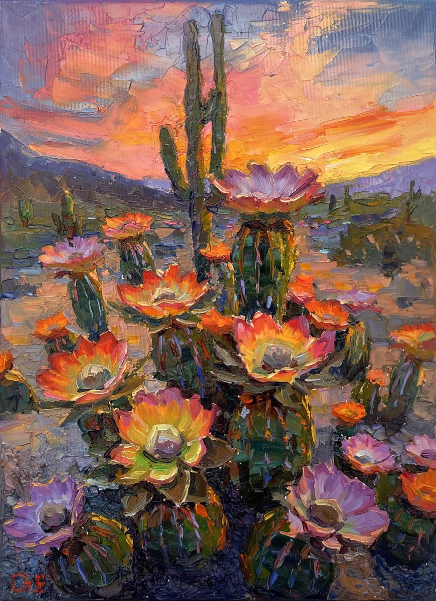 Impressionistic Landscape Oil Painting By Evgeny Chernyakovsky, 14 X 20, Sunset, Original Artwork