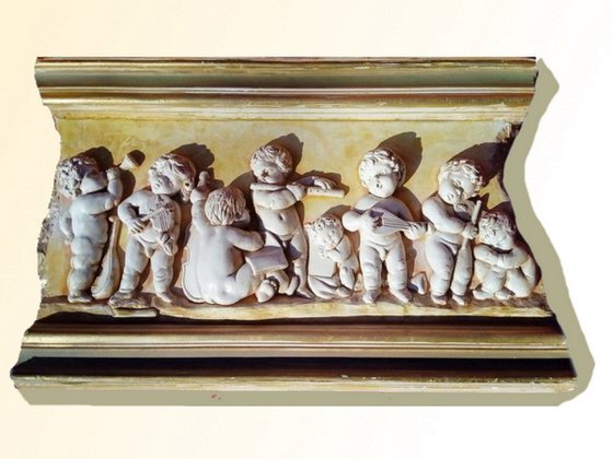 Bas-relief PUTTI MUSICANS 1/9  Size:16.9 W x 11 H x 1.5 D in   28x43x5cm