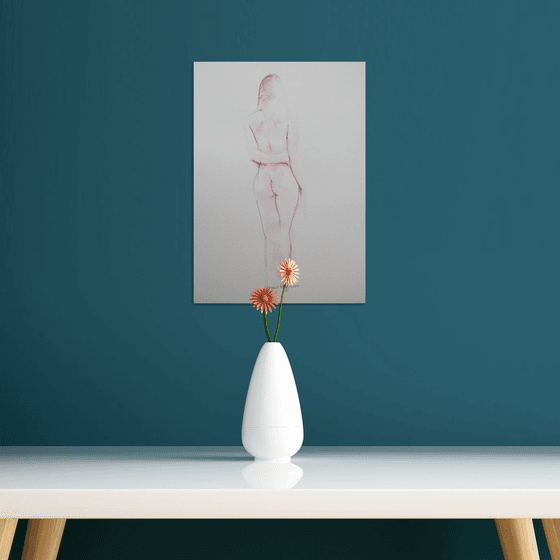 standing female nude back view