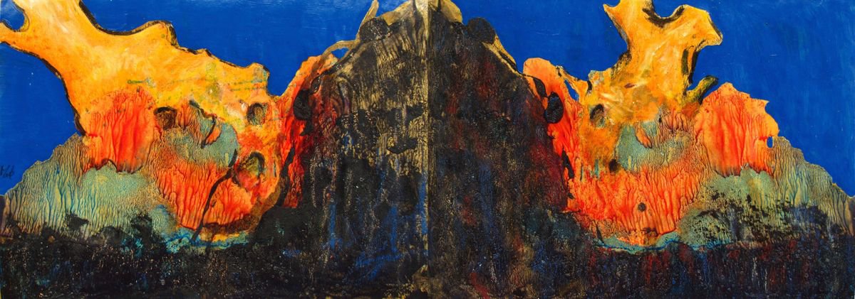 Animal Painting By Antonio Mele, 39 X 14, Pesci Barriera, Original Artwork