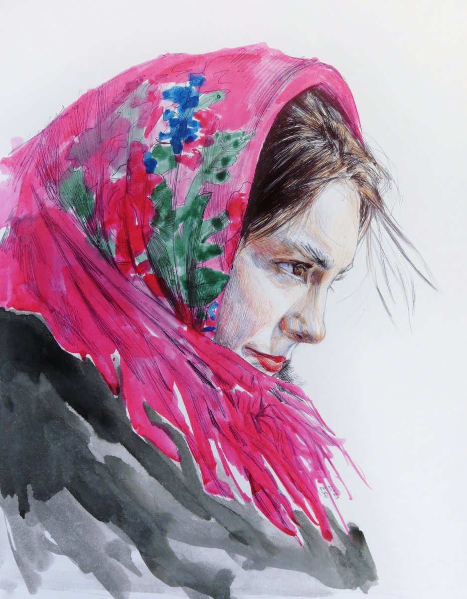 Impressionistic Ink Drawing , Youth 1 By Elza Slo, 12 X 16, Artwork For Sale On Artfinder
