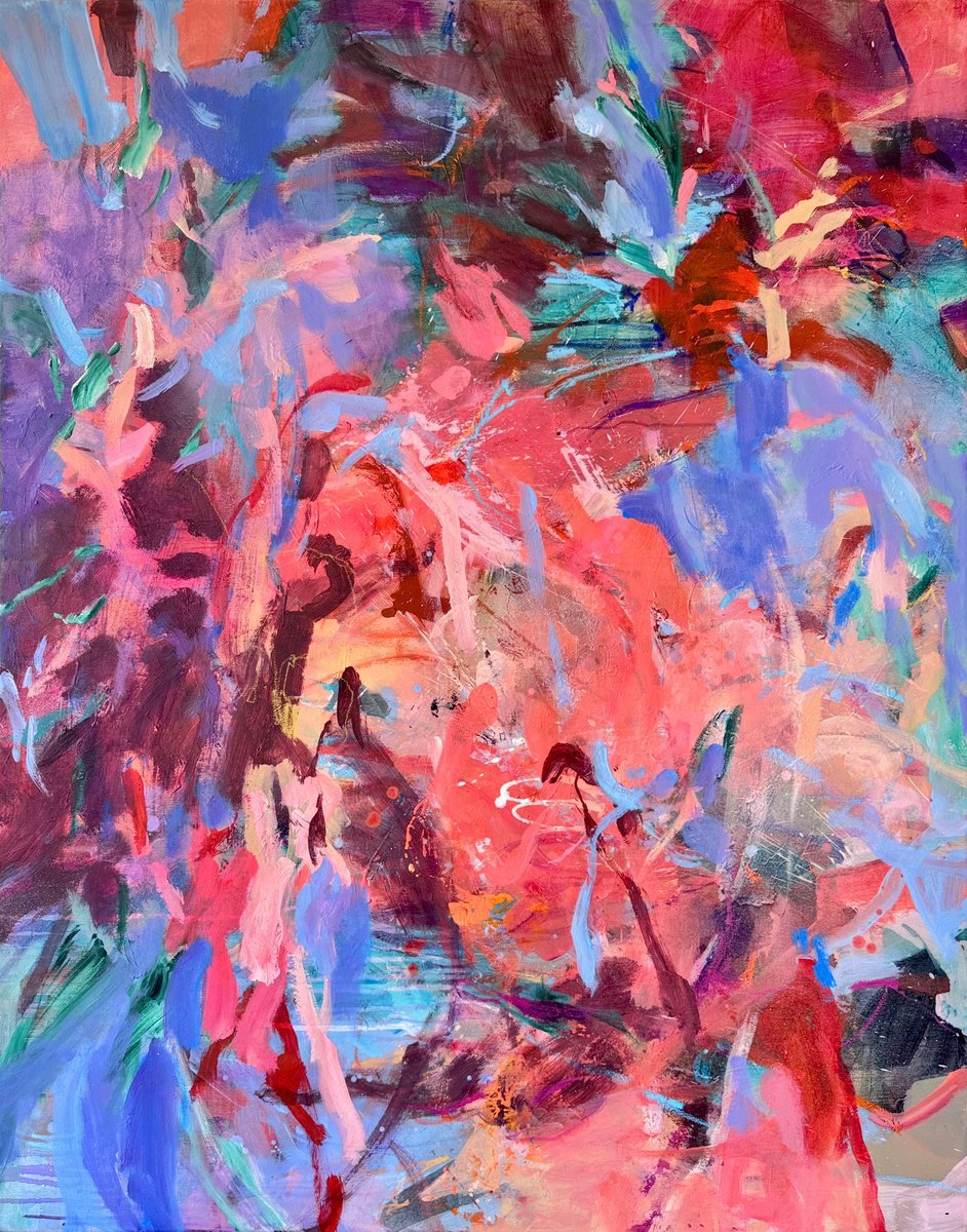 Organic Abstract Acrylic Painting By Anna Rolskaya, 43 X 55, The Quiet Between Heartbeats, Original Artwork