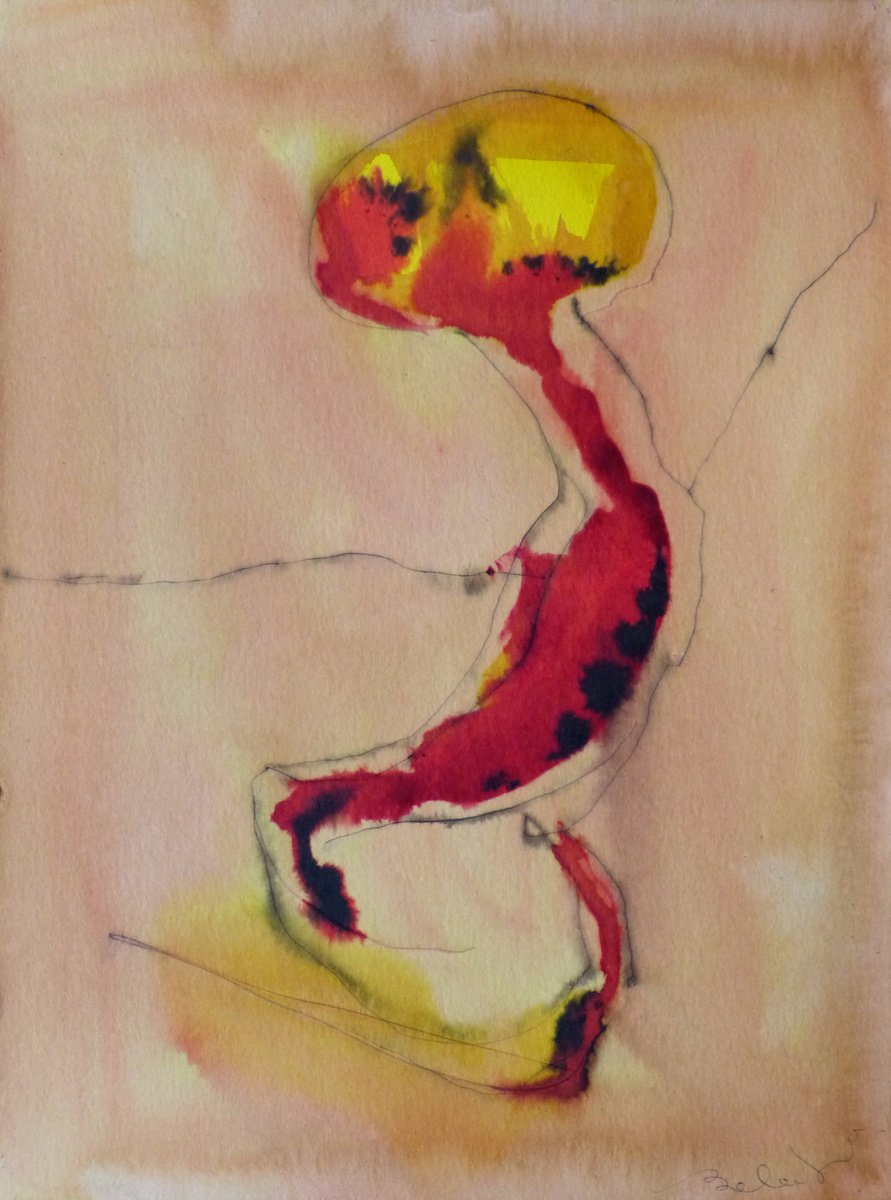 Abstract Ink Drawing By Frederic Belaubre, 9 X 13, Transfigure E3, Original Artwork