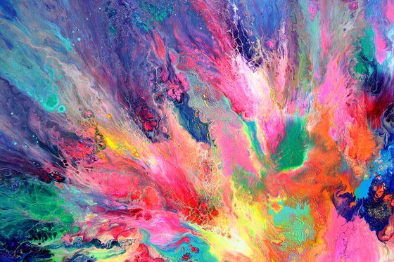 55x31.5'' FREE SHIPPING Large Ready to Hang Abstract Painting - XXXL Huge Colourful Modern Abstract Big Painting, Large Colorful Painting - Ready to Hang, Hotel and Restaurant Wall Decoration, Happy Harmony XXI