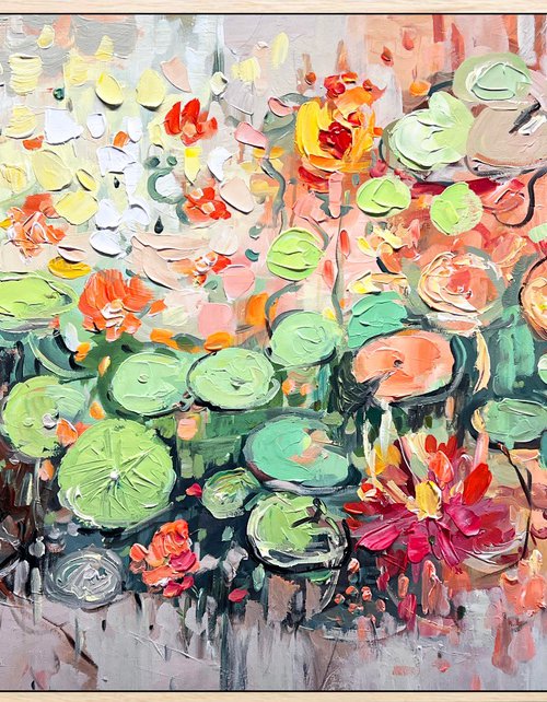 Scarlet Water Lilies by Lana Guise