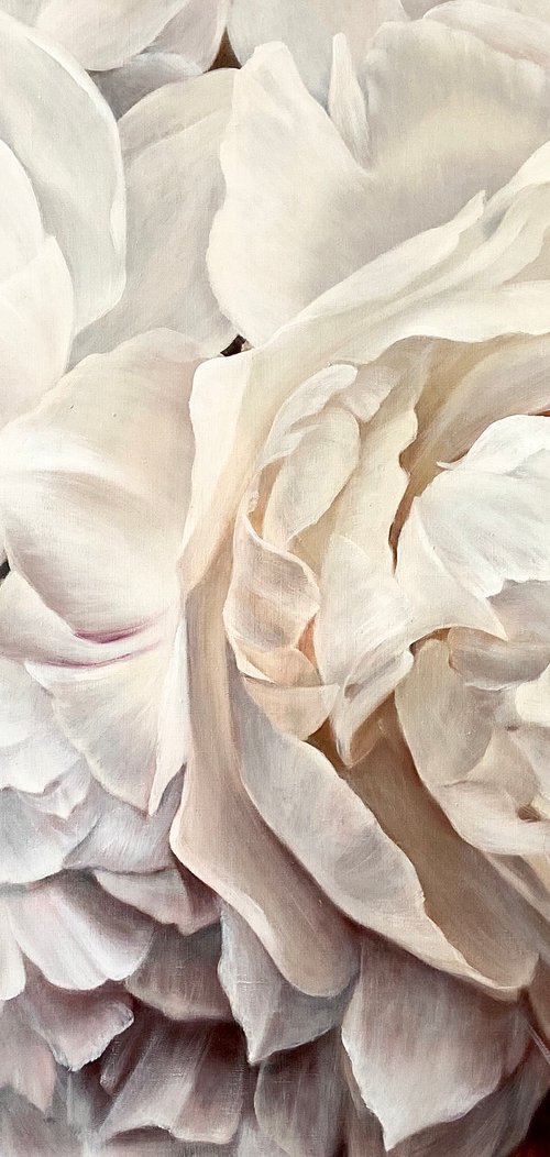 Original author’s oil painting "White Peonies complex colors" by Alexandra Ozerova