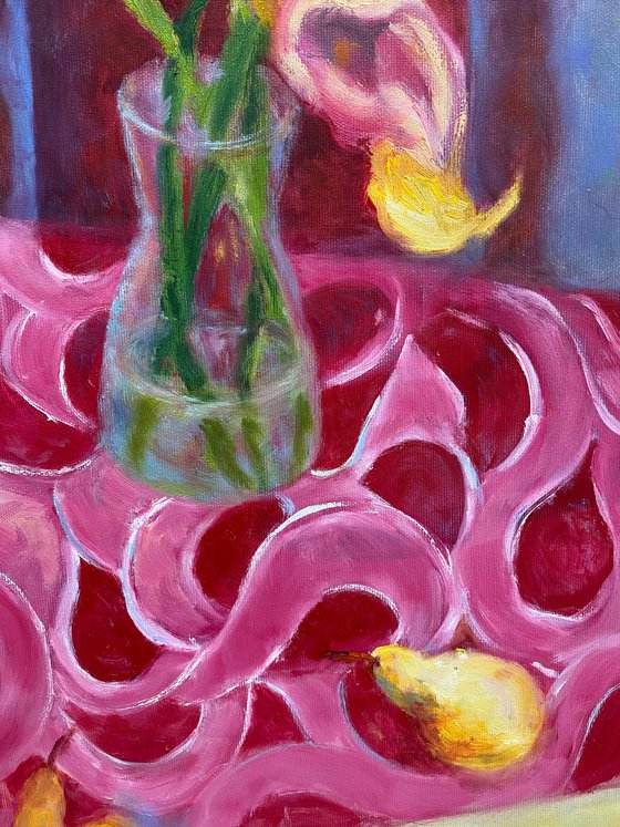 Still life with calla lilies