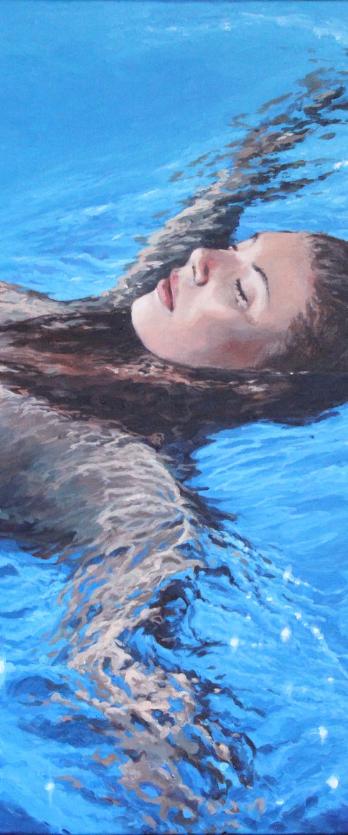 Blue bliss. original painting SEA summer GIFT sea swimming by Linar Ganeev