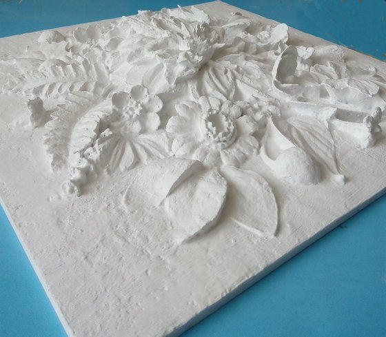 sculptural wall art "Composition with a large flower"