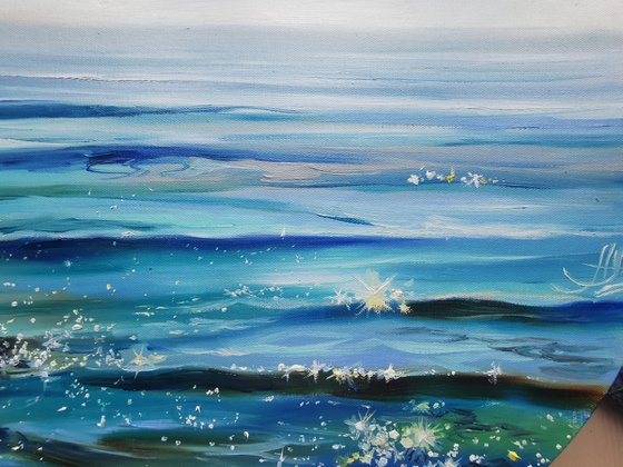 Sea painting on canvas, Seascape oil painting