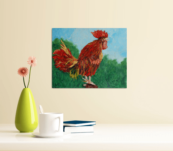 Rooster X - Pet portrait /  ORIGINAL PAINTING