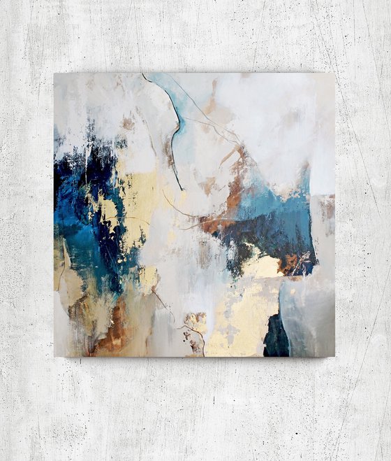 "Sobriety" Acrylic abstract navy gold art