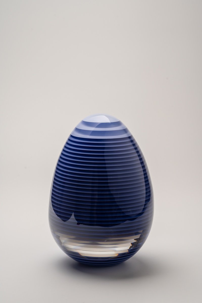 Geometric Abstract Sculpture By George Tilelis, 6 X 8, The Egg Purple, Original Artwork