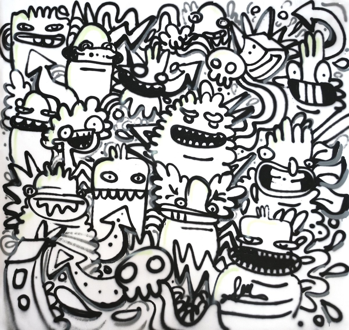 Urban And Pop Abstract Painting By Fatin Rahmouni, 63 X 63, Happy Monday, Original Artwork