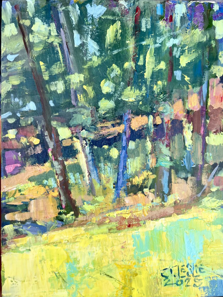 Impressionistic Landscape Acrylic Painting By Jimmy Leslie, 6 X 8, In The Forest, Hawley, Pa, Original Artwork