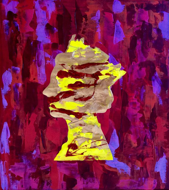 Queen #32 sprinkled with stardust on purple red background ORIGINAL PAINTING INSPIRED BY QUEEN ELIZABETH PORTRAIT