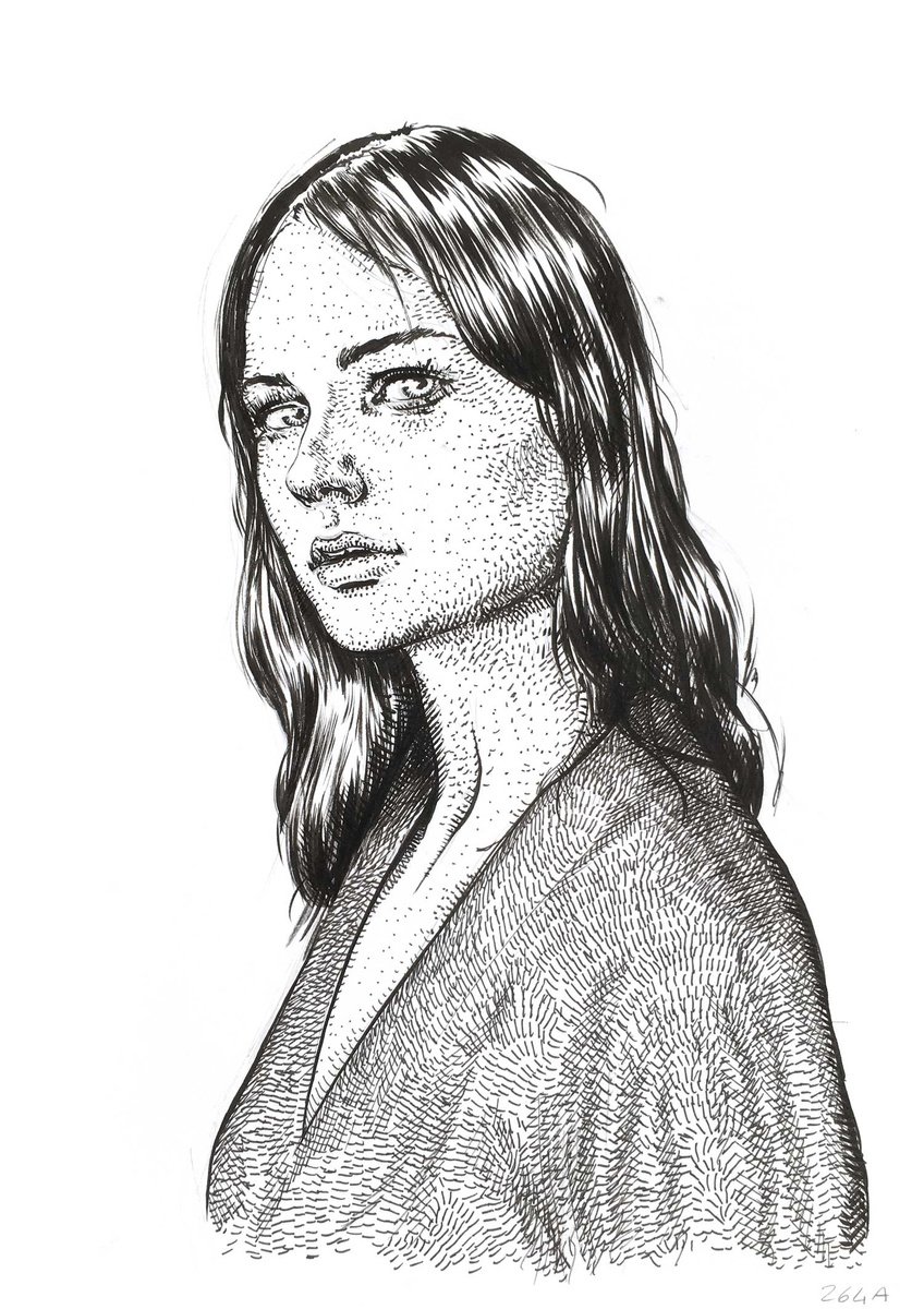 Expressive Portrait Ink Drawing By Dario Moschetta, 8 X 11, Portrait 264A.2020, Original Artwork