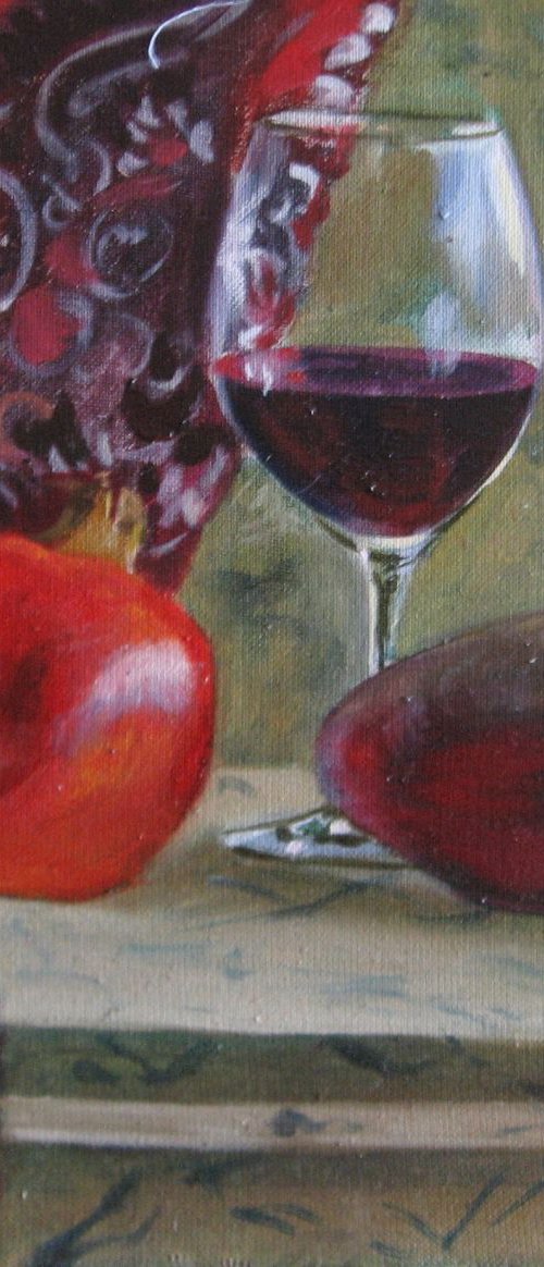 Red Wine and Fruits by VedrinaArt