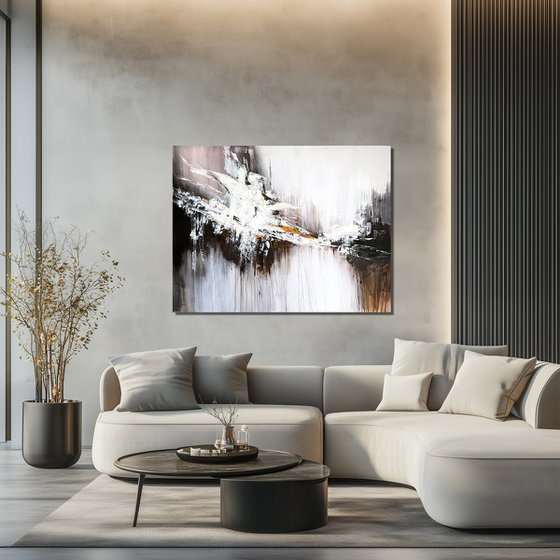 White Surge Over Dark Ground-Black White