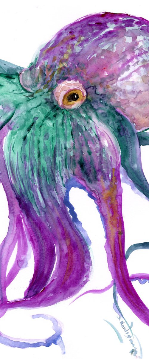 Octopus, Purple and Turquoise by Suren Nersisyan