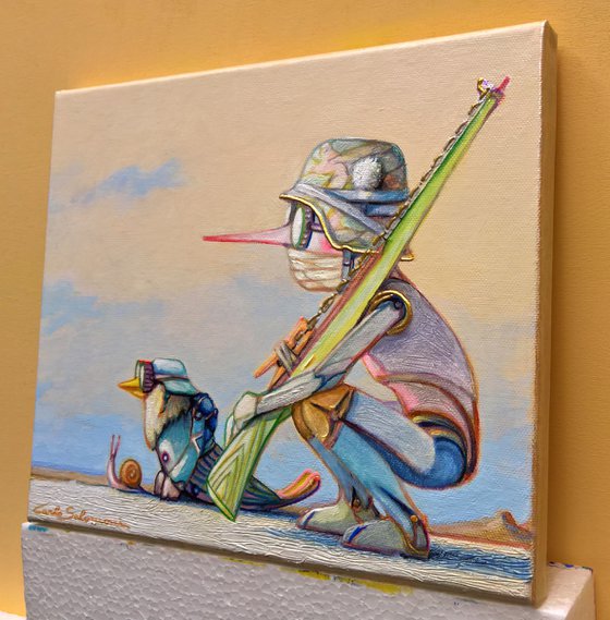 PINOCCHIO AND THE WOODEN RIFLE - ( 25 x 30 cm )