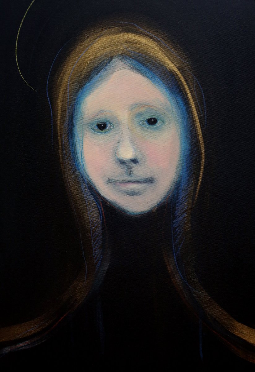 Expressive Portrait Painting By Francesca Candito, 24 X 39, Maddalena, Original Artwork