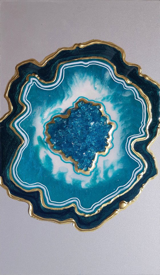 Agate geode. Мalachite Art.