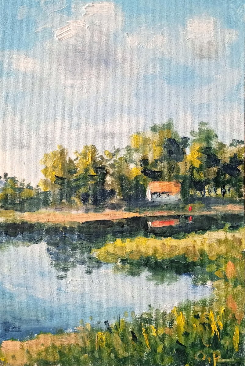House on the river bank by Oleh Rak