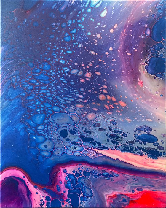 "Air Bubbles" - Original Abstract PMS Fluid Acrylic Painting - 16 x 20 inches