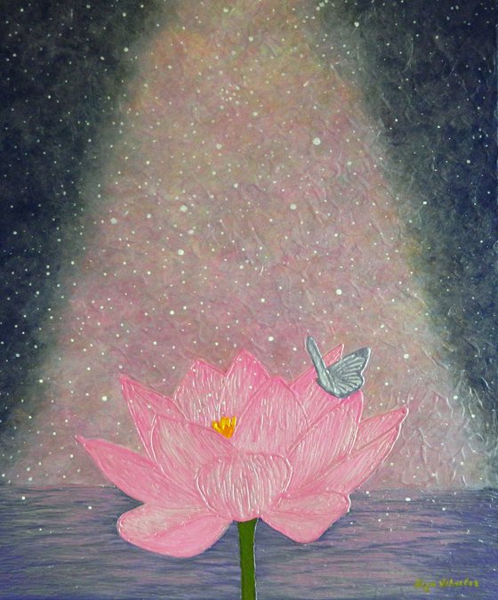 Lotus Power - abstract pink lotus flower; home, office decor; gift idea