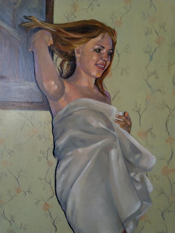 Seduction  45x65cm ,oil/canvas, impressionistic figure