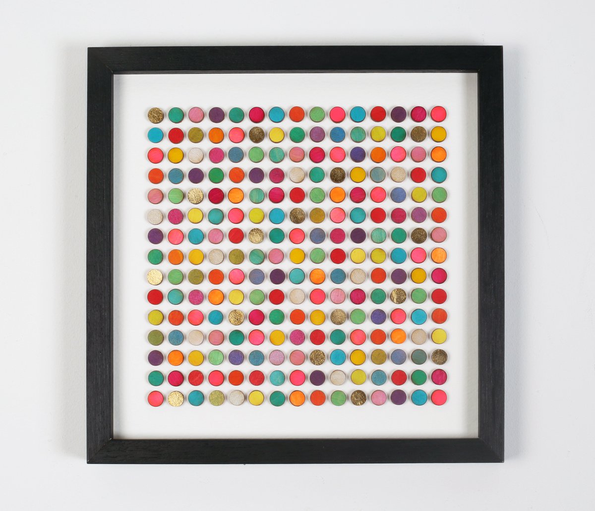 Dots abstract painting with gold leaf by Amelia Coward