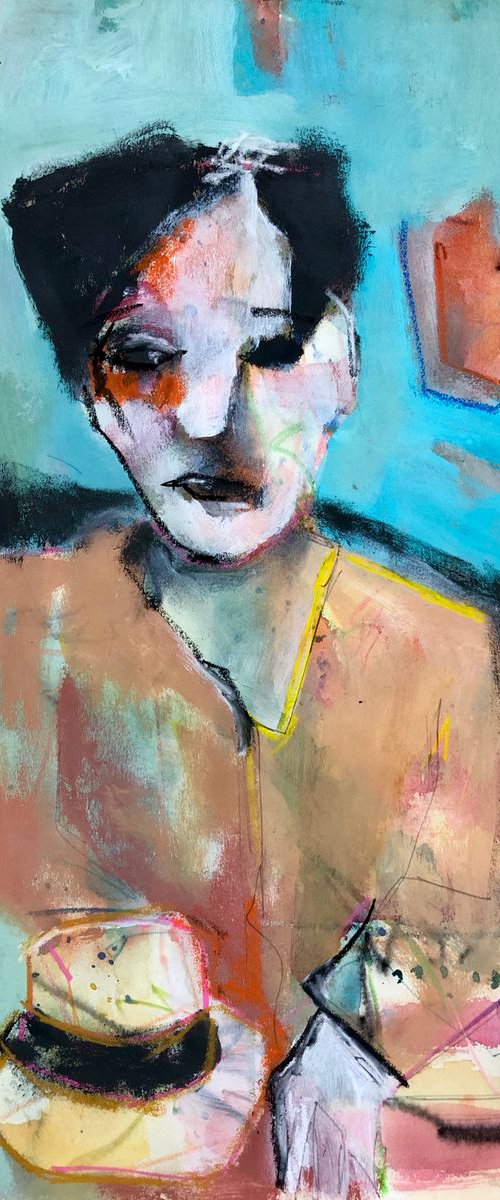 Boy in Blue, Skewed (Inspired by Rufino Tamayo) by Lola Jovan