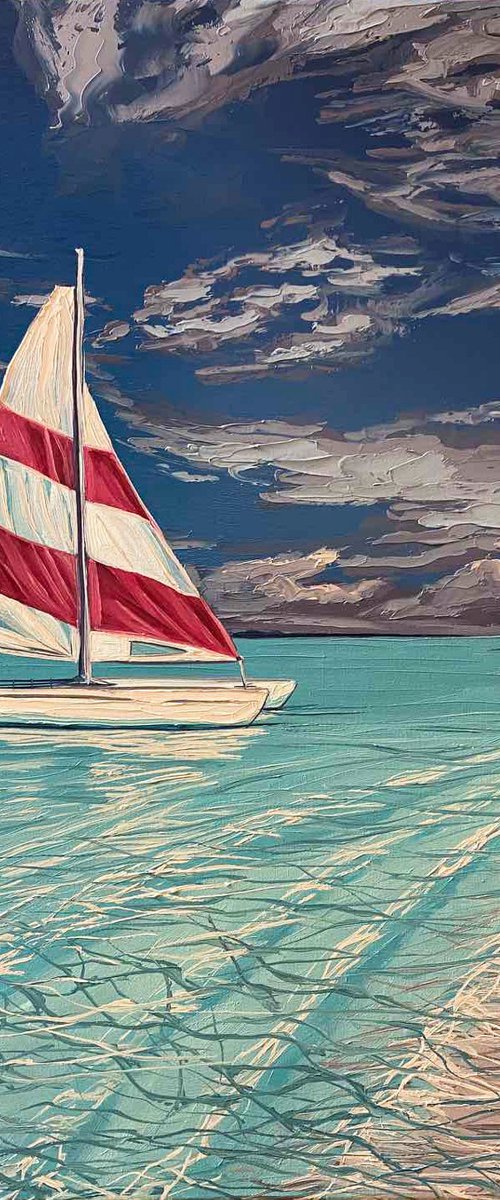 Sailboat, ocean by Elena Adele Dmitrenko