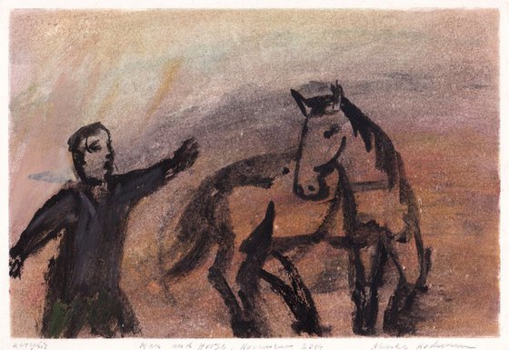 Man and Horse, November 2014_acrylic on paper 20,7 x 29,9 cm