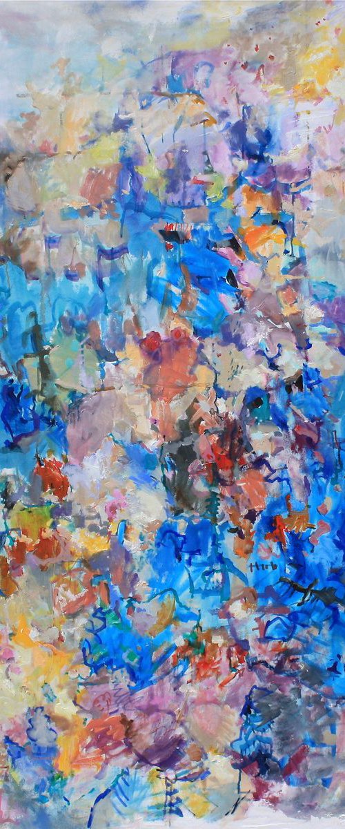 Melting Together -Large Abstract Mixed Media by Lana Verdi
