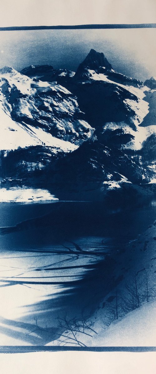 Lac du Chevril - cyanotype print by Georgia Merton