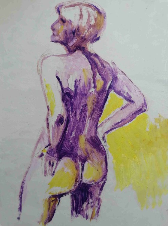 Nude-study female oil on paper