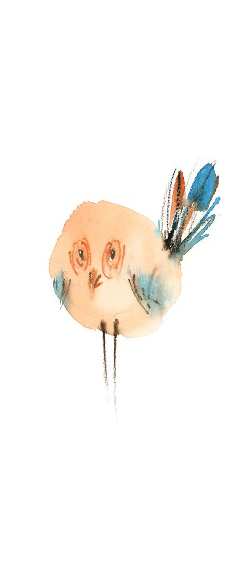 Introvert Bird Watercolor Painting by Sophie Rodionov