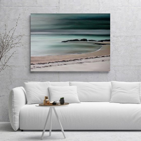 "Nord" Dark teal ocean oil art