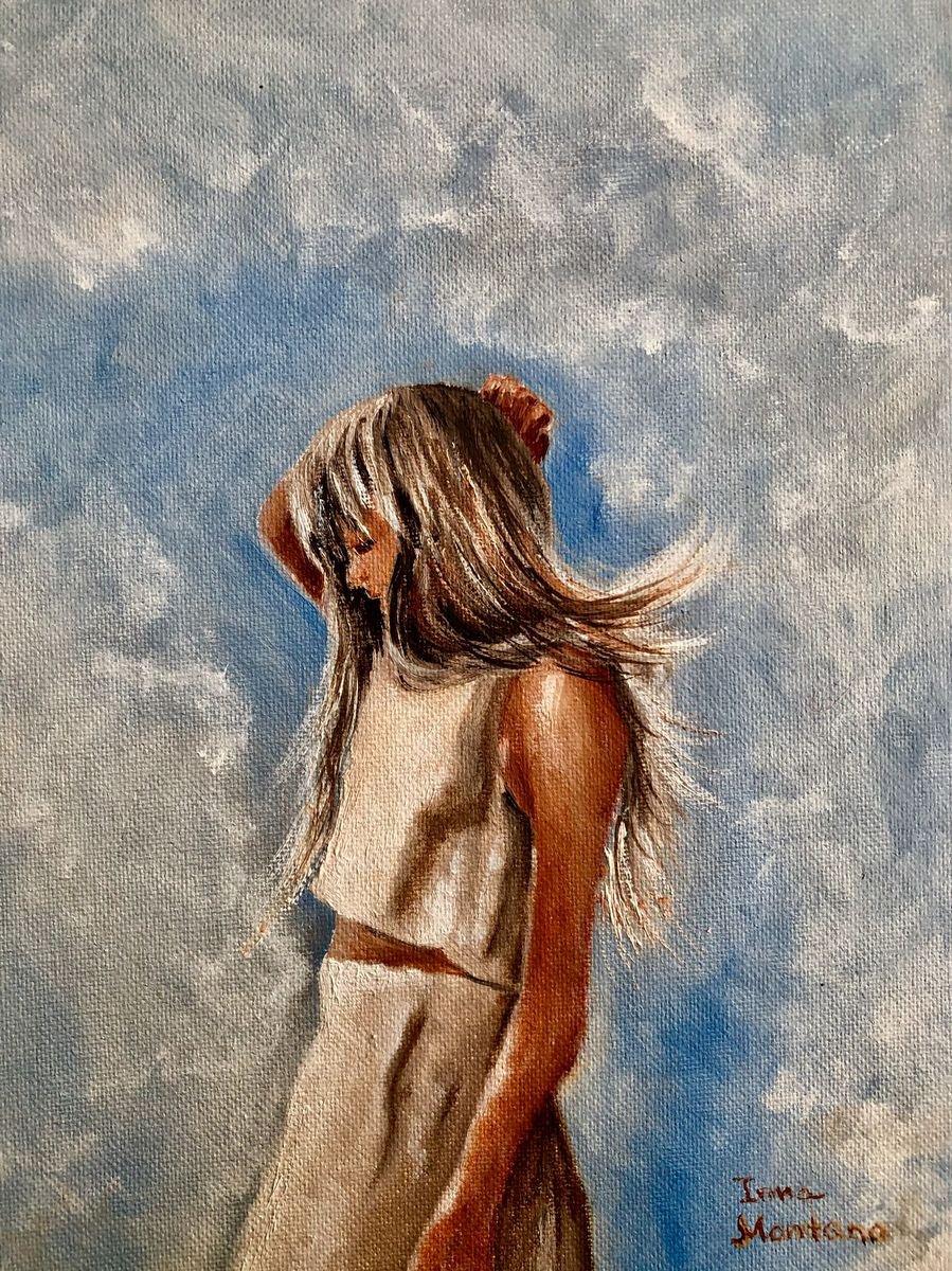 Impressionistic Portrait Painting By Inna Montano, 8 X 10, Bright Day, Original Artwork