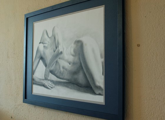 Nude study. Charcoal drawing.
